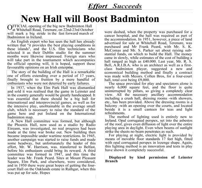 New Hall will Boost Badminton